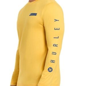 Men’s Hurley rash guard  size, small yellow color new with Tag long sleeve nwt